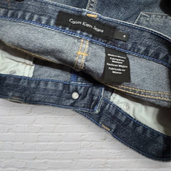 CALVIN KLEIN Cropped Cuffed Denim Jeans Pioneer Wash Women's 4 - Picture 5 of 7